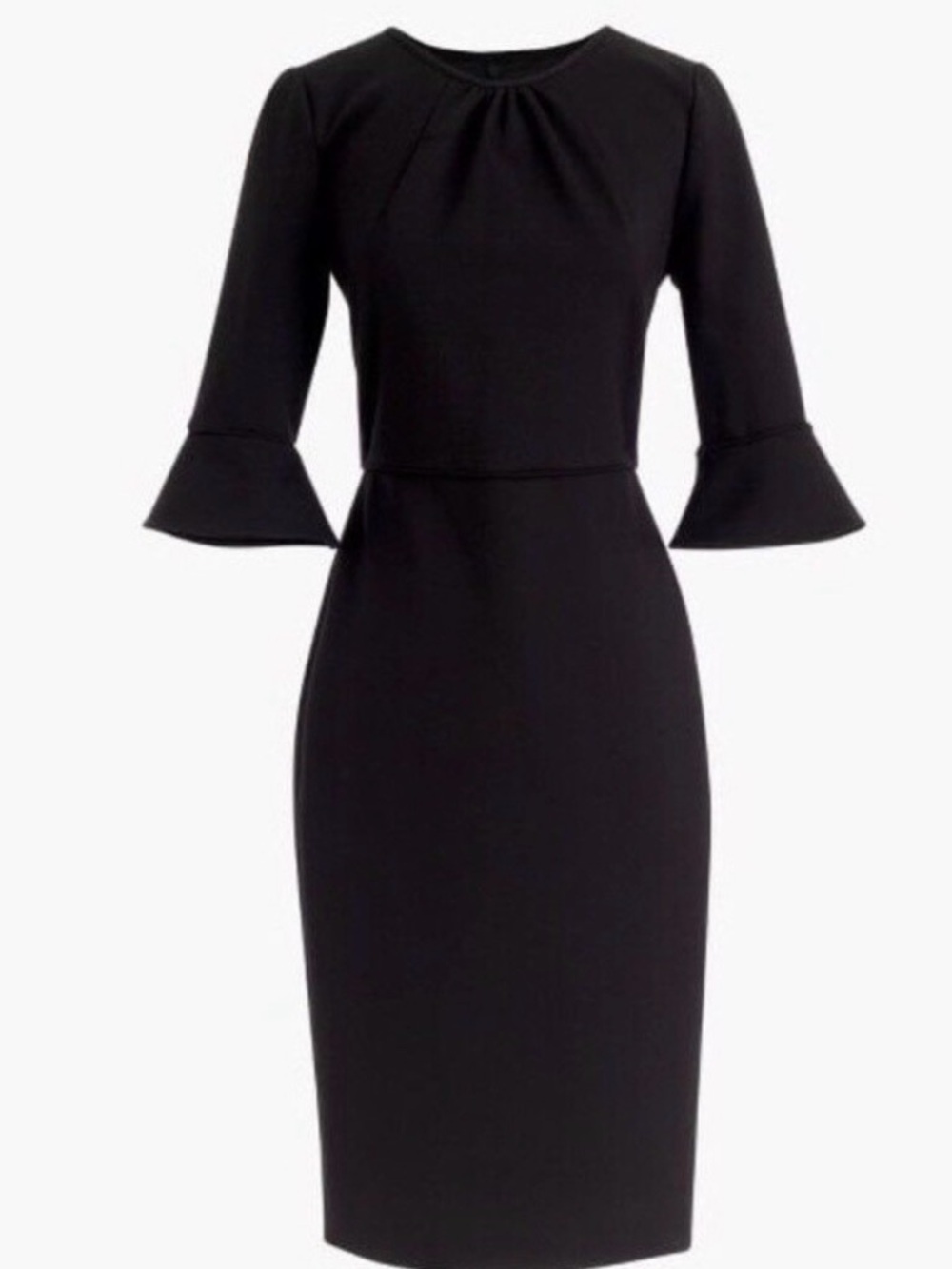 J. Crew Black Midi Sheath Dress with Bell Sleeves